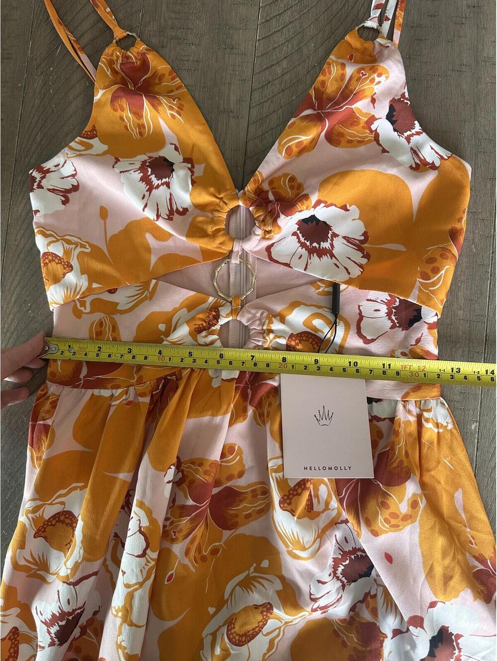 NWT Hello Molly Evergreen Heights Slit Leg Maxi Dress Orange Floral Women’s XS - Picture 11 of 15
